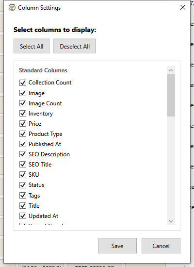 Column Settings