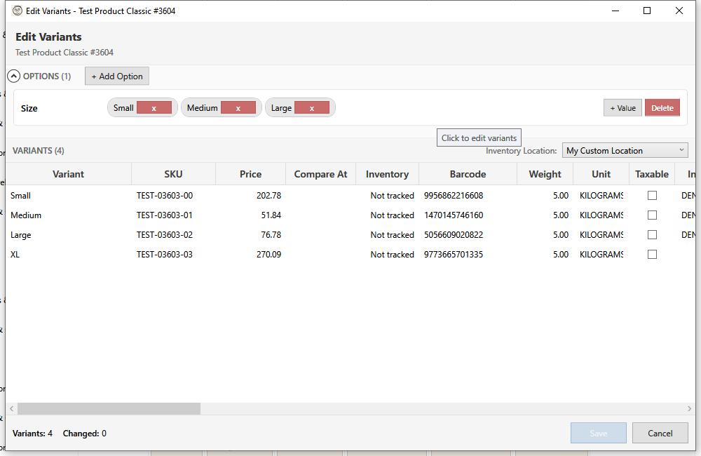 Variant Editor